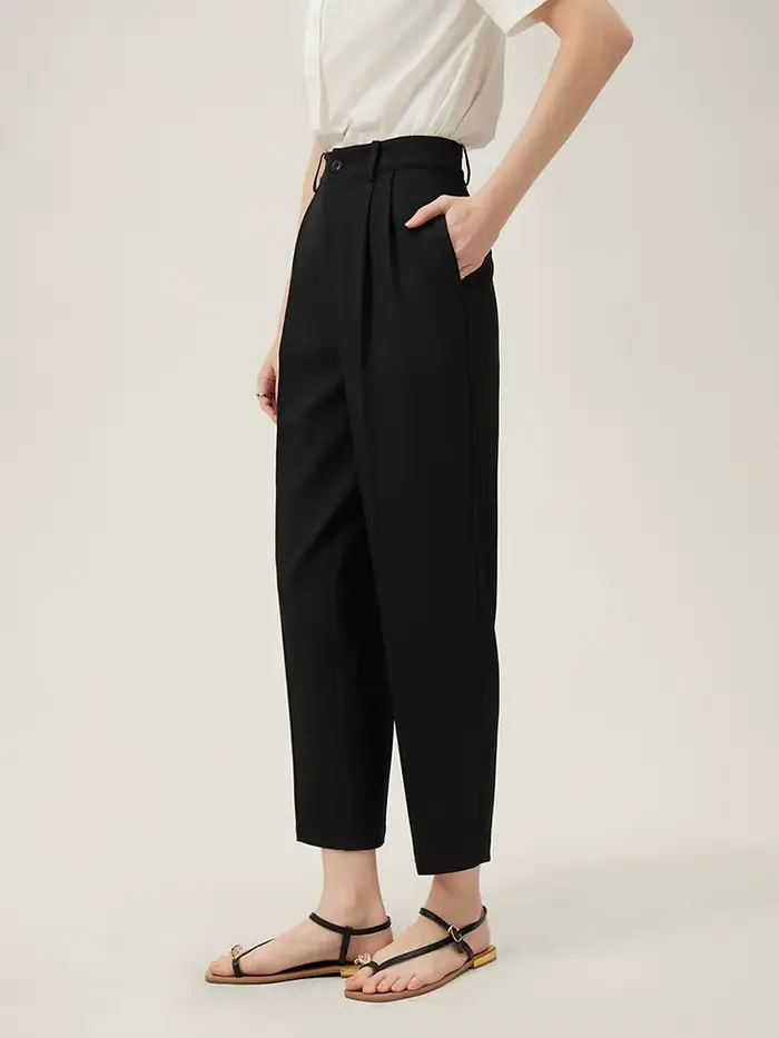 FSLE-Pantalon d'été taille haute pour femme, coupe courte, style décontracté, amincissant, fuselé, b