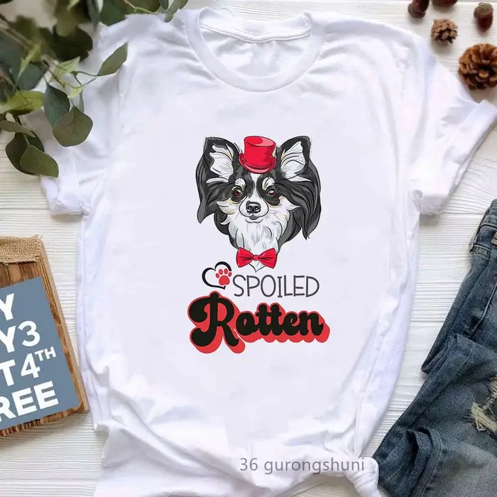 Biele tričko pre ženy s potlačou, Chihuahua, Harajuku, Kawaii