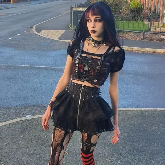 Vintage punk vysoký pás sukňa pre ženy