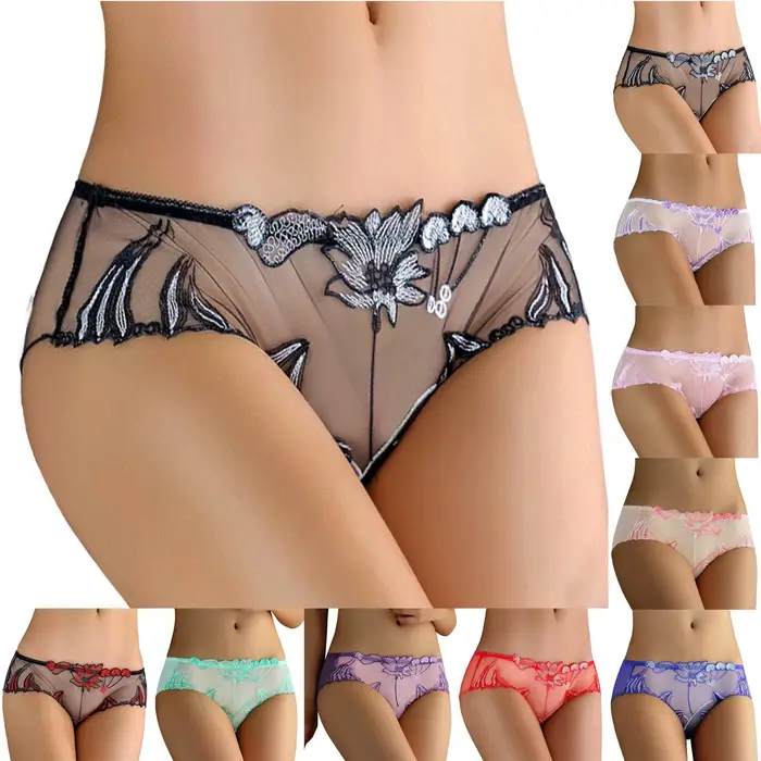Lingerie en dentelle slips Sexy femmes maille transparente personnalité taille basse string sous-vêtements Sexy voir à travers Mujer culottes Lingeries