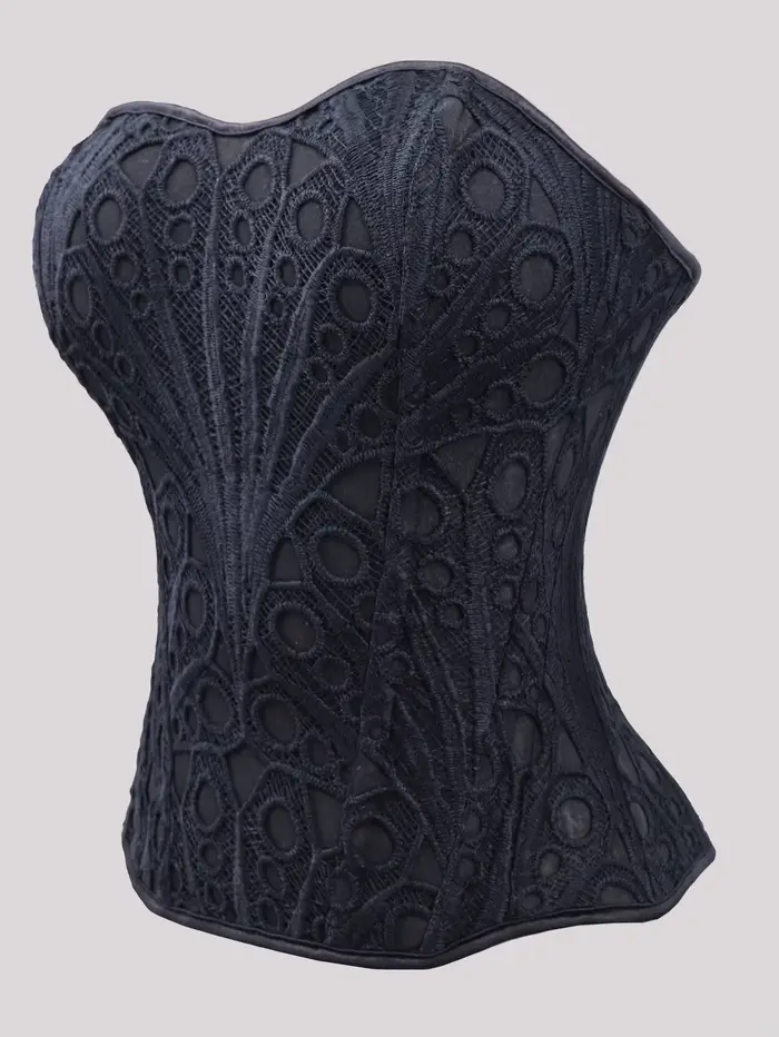 Čierny gotický bustier s kvetinovým vzorom pre elegantné ženy každý deň a pri špeciálnych príležitostiach