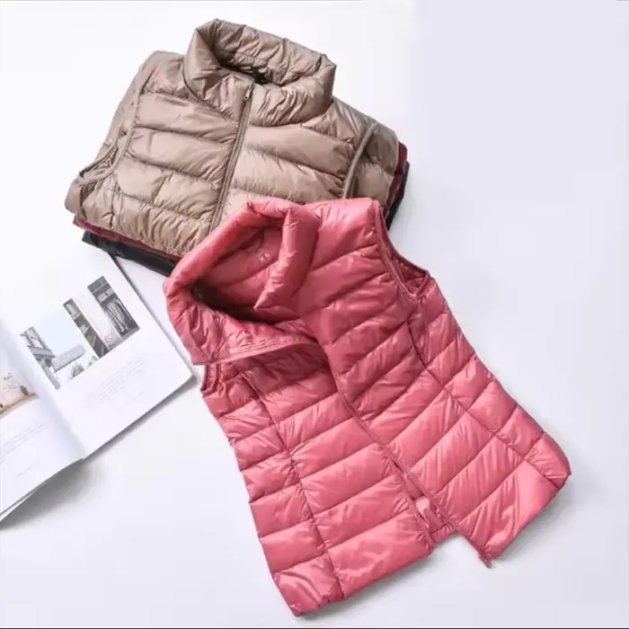 Gilet en duvet d'automne et d'hiver pour femme, veste courte ultra-légère en duvet de canard, gilet 