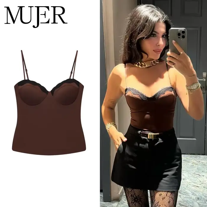 MUJER čipka top pre ženy, sexy a klub, večer von, Valentína, elastický polyester, moderný dizajn, krátka košieľka