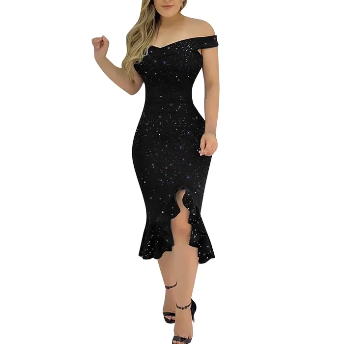 Sexy bohémske večerné šaty pre ženy s výstrihom a aplikáciami pre špeciálne udalosti a elegantné večery