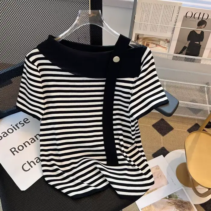 Sexy a elegantný sveter pre ženy, klubový štýl, voľný strih, polyester a bavlna, leto 2024, netopierie rukávy, delený golier, pre rôzne spoločenské príležitosti
