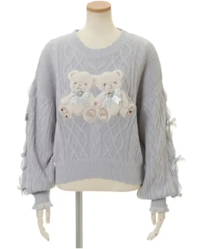 Pull à manches longues ours de dessin animé pour femmes, pull mignon, style japonais, collection aut