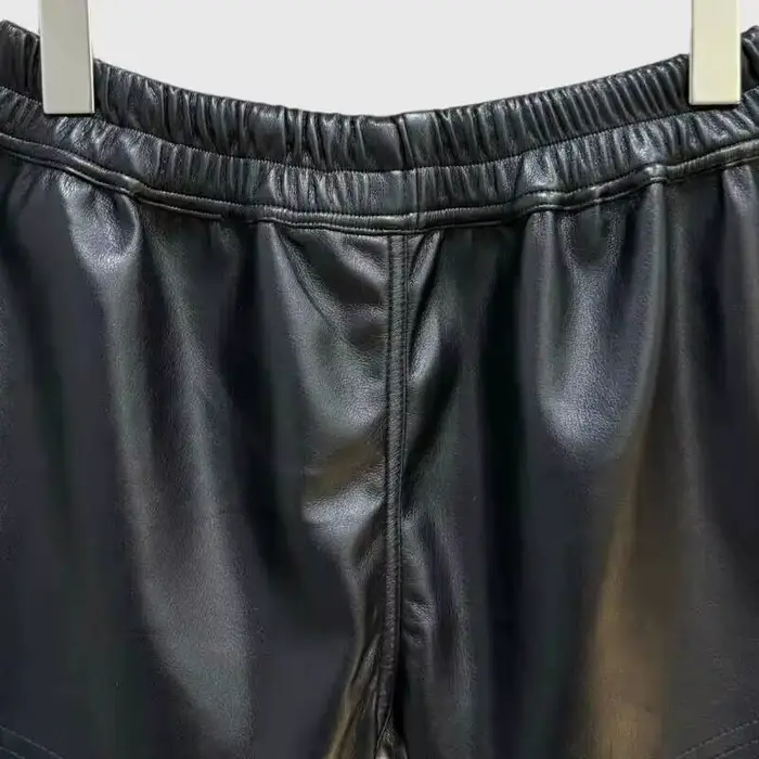 HKSH été nouvelles femmes Style foncé Shorts en cuir PU cordon taille élastique mode Punk Streetwear