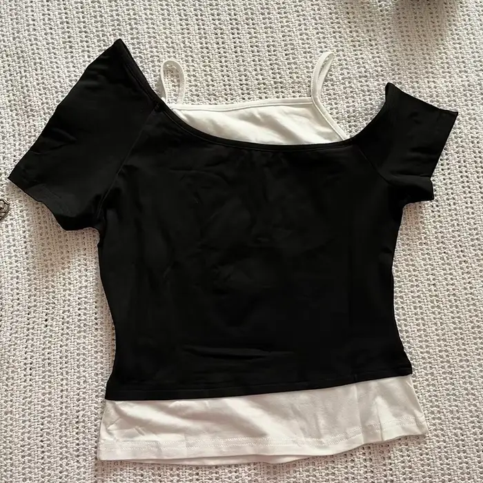 Estetické Goth Netopier List Y2K Štýl Dvojdielne Tričko Krátky Rukáv Vesta Harajuku Streetwear Traky Dámske Oblečenie