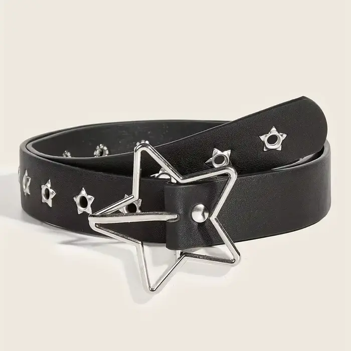Y2K Punk étoile oeillet noir Rivet ceinture Goth Pu cuir ceintures pour femmes jean pantalon garçons
