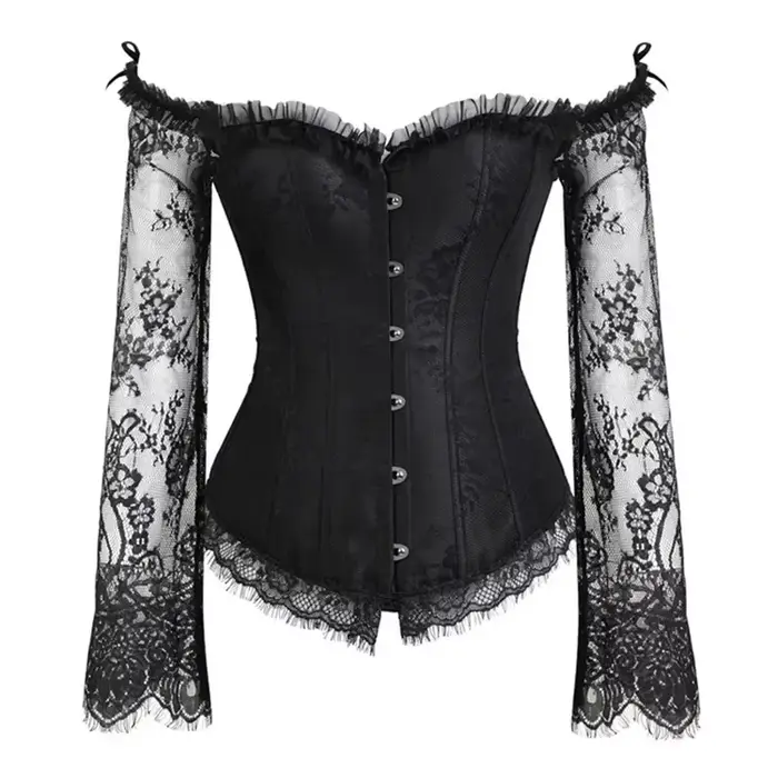Femmes Sexy hauts Corset manches longues victorien Bustier Vintage gothique surbuste Burlesque manch
