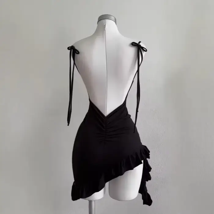2025 Sexy sans manches dos nu Mini robe femmes été Europe amérique à lacets robes moulantes haute ru