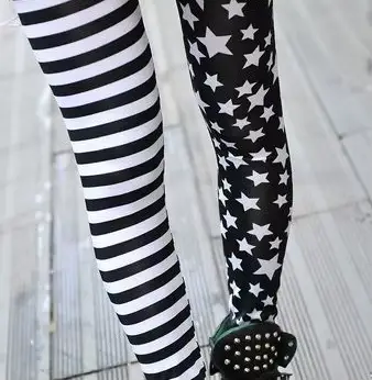 Nové elastické jegging s pruhmi a hviezdičkami Legíny módne capri dámske