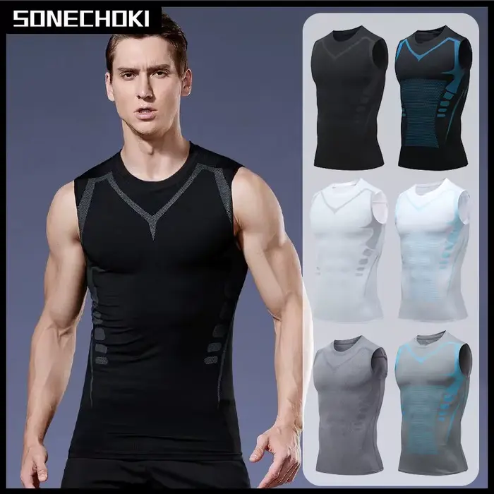 Débardeur de Compression pour hommes, chemise de gymnastique sans manches, impression à séchage rapi