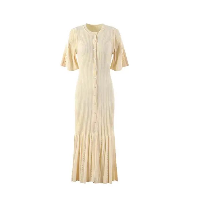 Robe sirène tricotée amincissante, nouveau parfum français élégant, haut de gamme, ajourée, aminciss