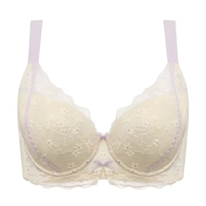 Soutien-gorge Balconette brodé en dentelle pour femmes, Lingerie légèrement rembourrée à armatures, 