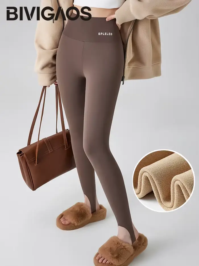 BIVIGAOS automne hiver nouveau lapin polaire épaissir bottes Leggings femmes mince pied pantalon Yog