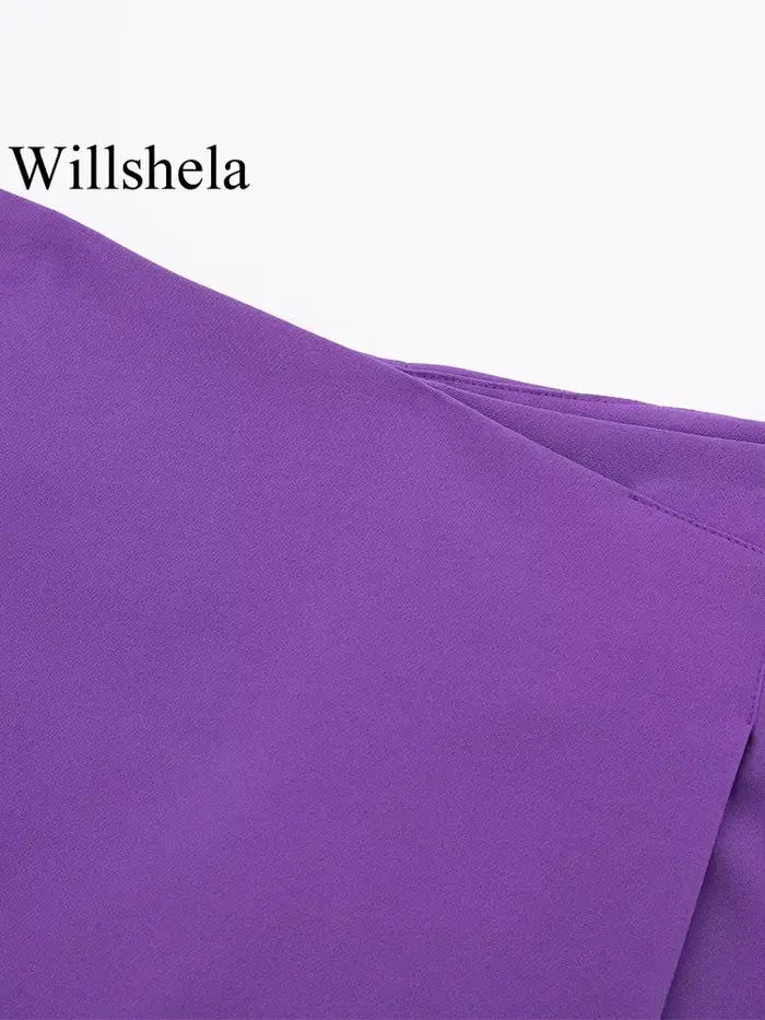 Willshela dámske módne pevné asymetrické bočné zipsové sukne šortky Vintage vysoký pás žena Chic dáma