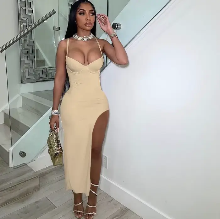 Robe de Soirée Sexy à Bretelles Spaghetti pour Femme, Tenue Élégante à Fente Haute, Dos aux, Slim, T