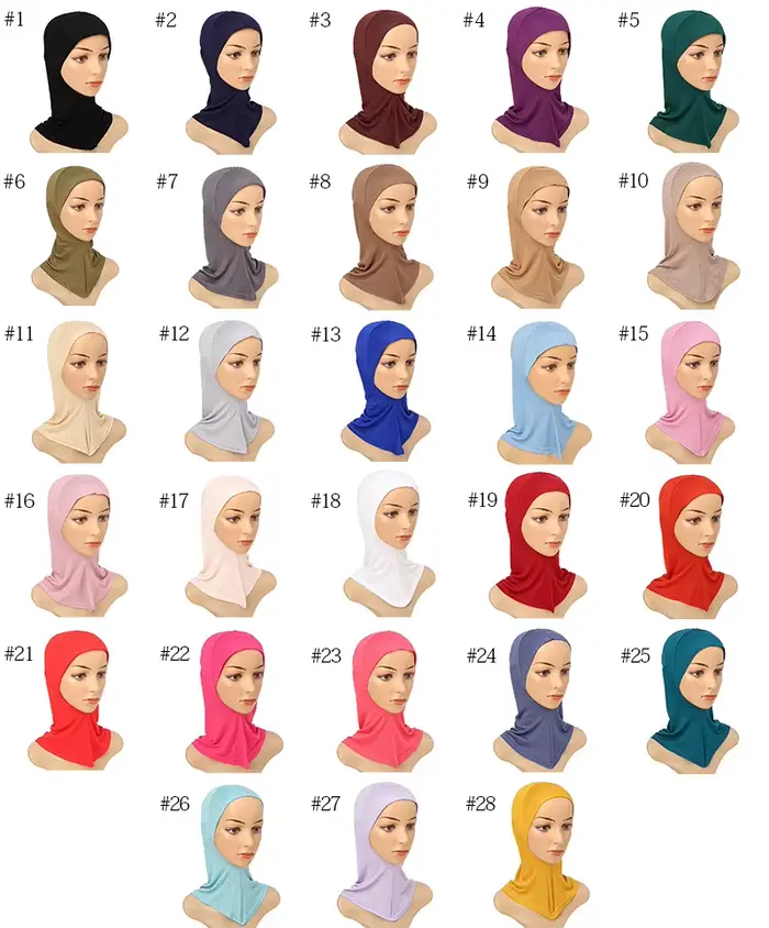 Vnútorná šatka s kapucňou Bonnet Hijab Turban Modal pružná plné zakrytie krku pre moslimské ženy Ninja