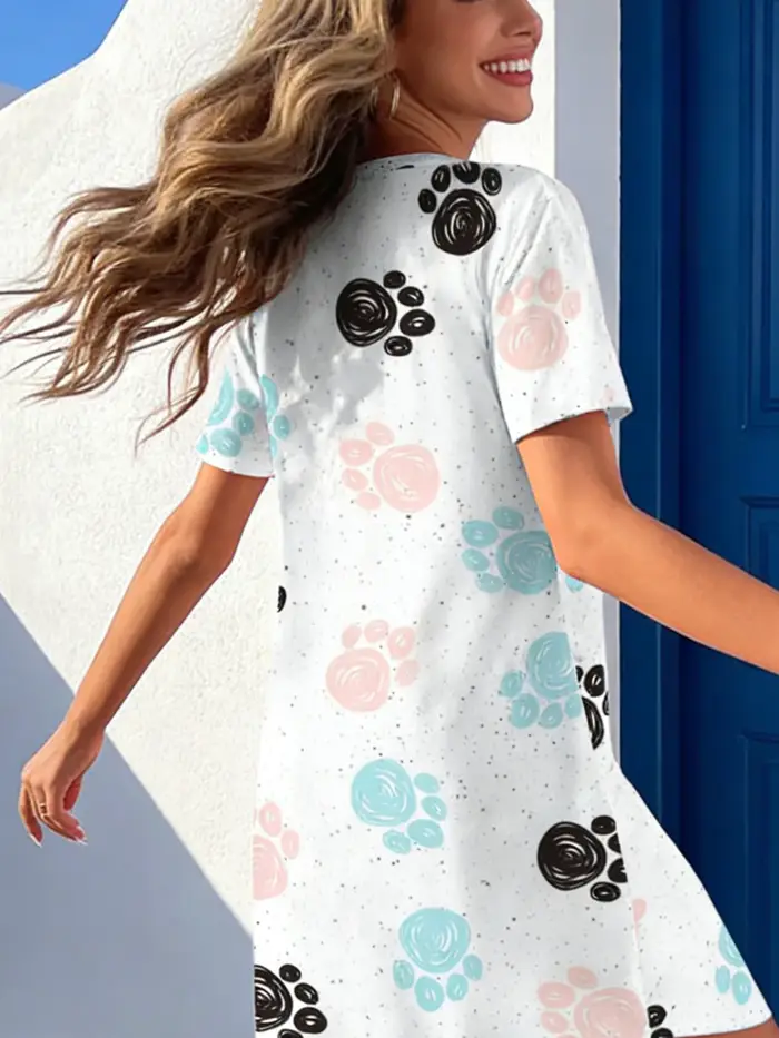 nočná košeľa pre ženy roztomilý štýl vzor stopy farebné polyester elastan krátke rukávy letné fantasy elegancia špeciálne príležitosti
