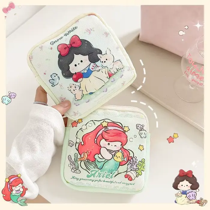 Sac à tampons et serviettes hygiéniques en polyester avec motif de dessin animé pour femmes et étudiantes occasions quotidiennes et spéciales