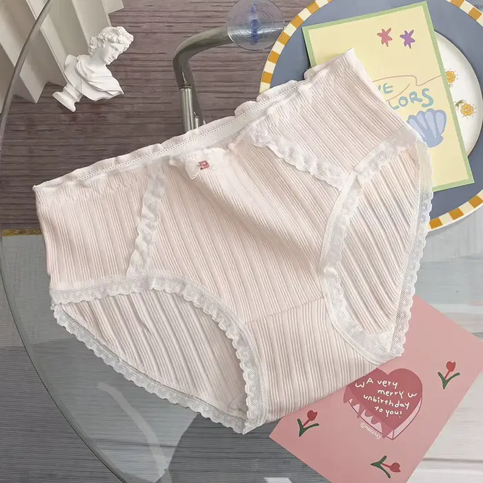 Dámske pletené bavlnené slipy WONTIVE, štýlové a pohodlné dámske spodná bielizeň s mašľou a pruhmi, pre všetky ročné obdobia