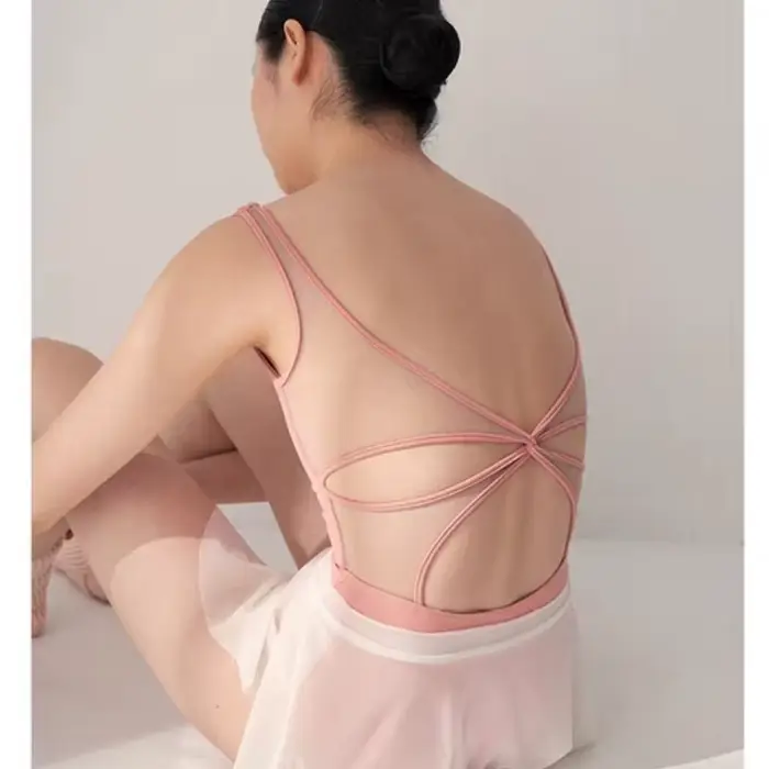 EI-Ling 2.0 – body de Ballet nacré papillon, petit col en v de style français pour la danse et le Yoga