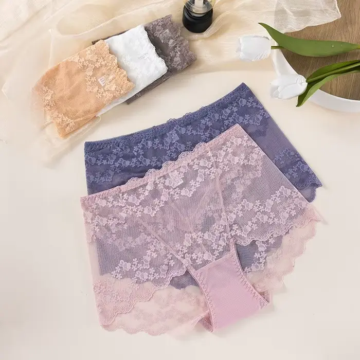 Sexy kvetina vyšívané čipky nohavičky pre ženy, vysoký pás spodná bielizeň priedušné, Plus veľkosť, pohodlné, spodná bielizeň intímne