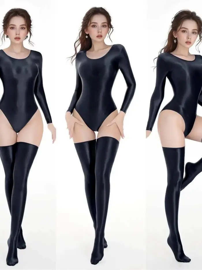Nové veľké veľkosti Sexy jednofarebné body pre ženy lesklé a hladké
