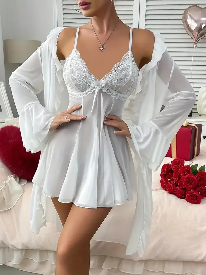 Exotické jemné polyesterové šaty pre ženy, priehľadná minisukňa a plné rukávy pre romantické noci a elegantné večery