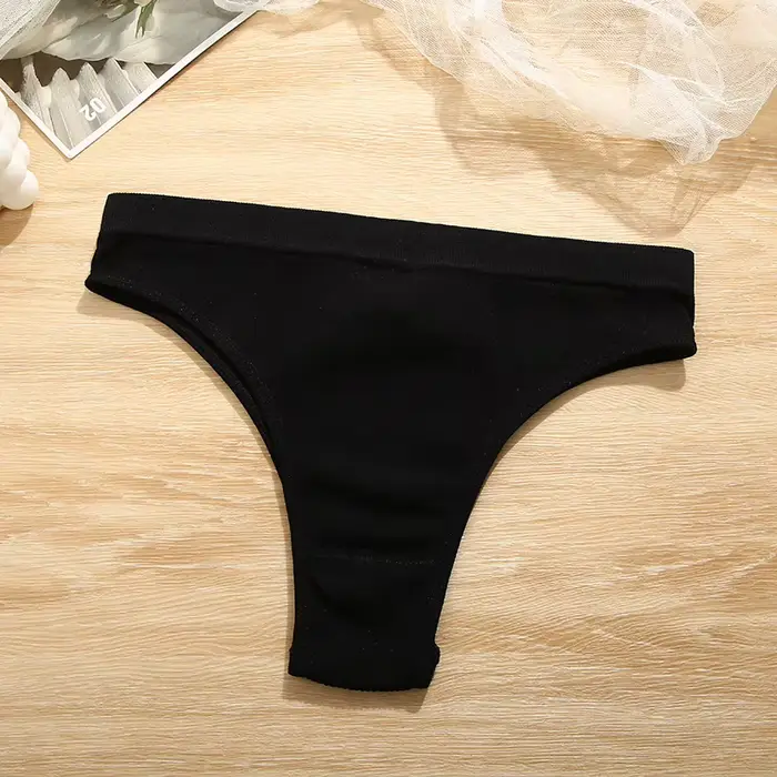 Culotte brésilienne sans couture pour femmes, couleur unie, taille basse, Bikini, sous-vêtement fémi