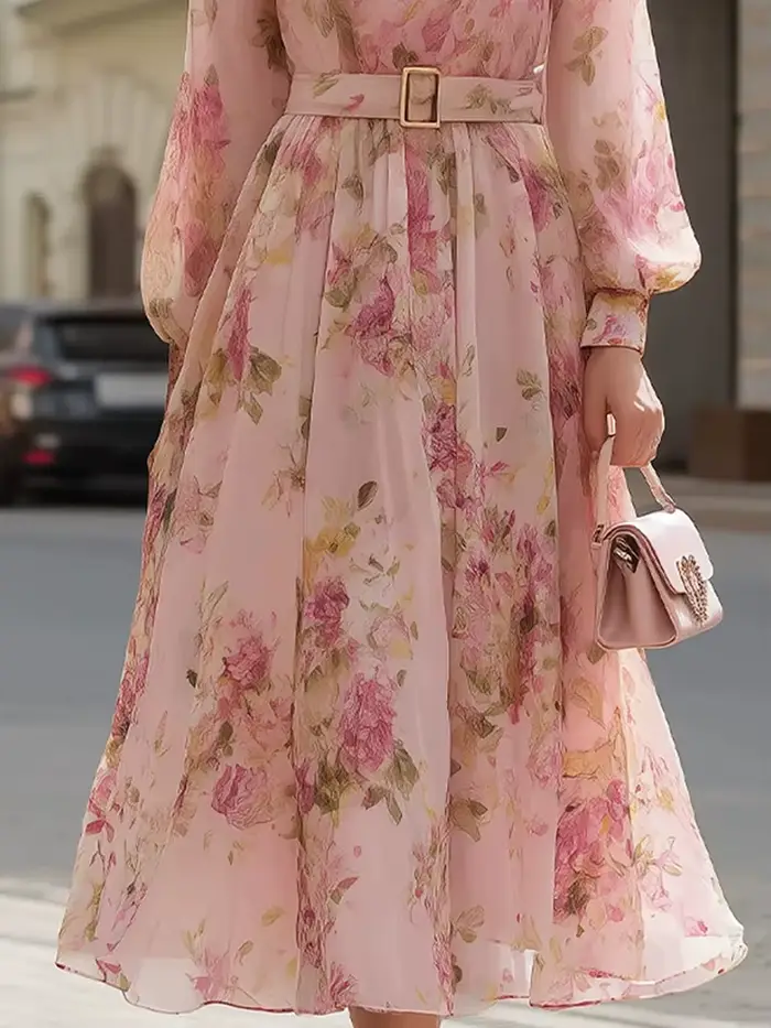 Elegantné dlhé šaty s patchworkovou potlačou pre ženy
