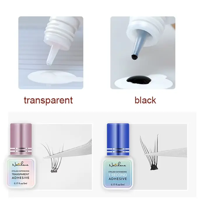 NATUHANA colle d'extension de cils noir/clair 2-3s séchage rapide yeux sensibles individuel fort fau