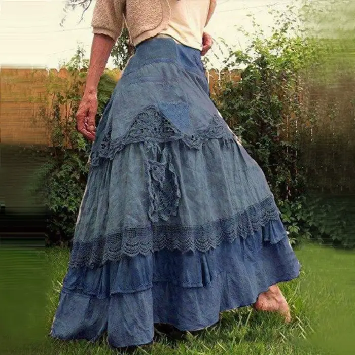Bohemian Style čipka dlhá sukňa pre ženy Junior letné a špeciálne príležitosti