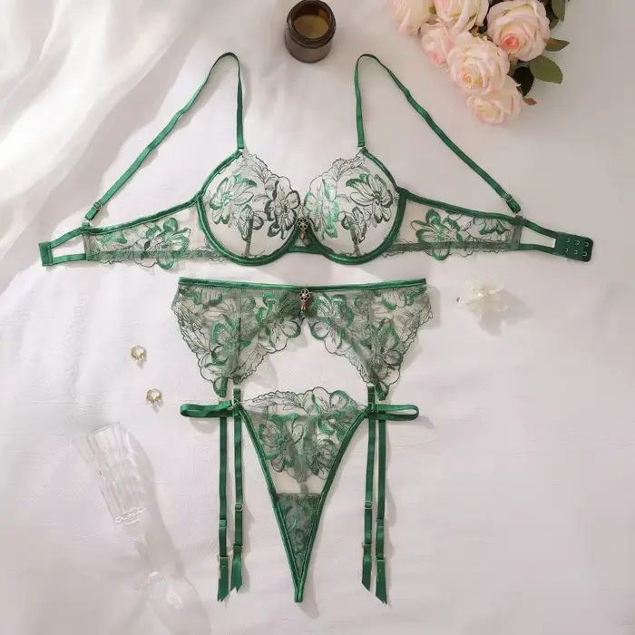 Elegantná a sexy spodná bielizeň pre ženy s kvetinovými vzormi a diamantovou výšivkou pre špeciálne príležitosti a denne