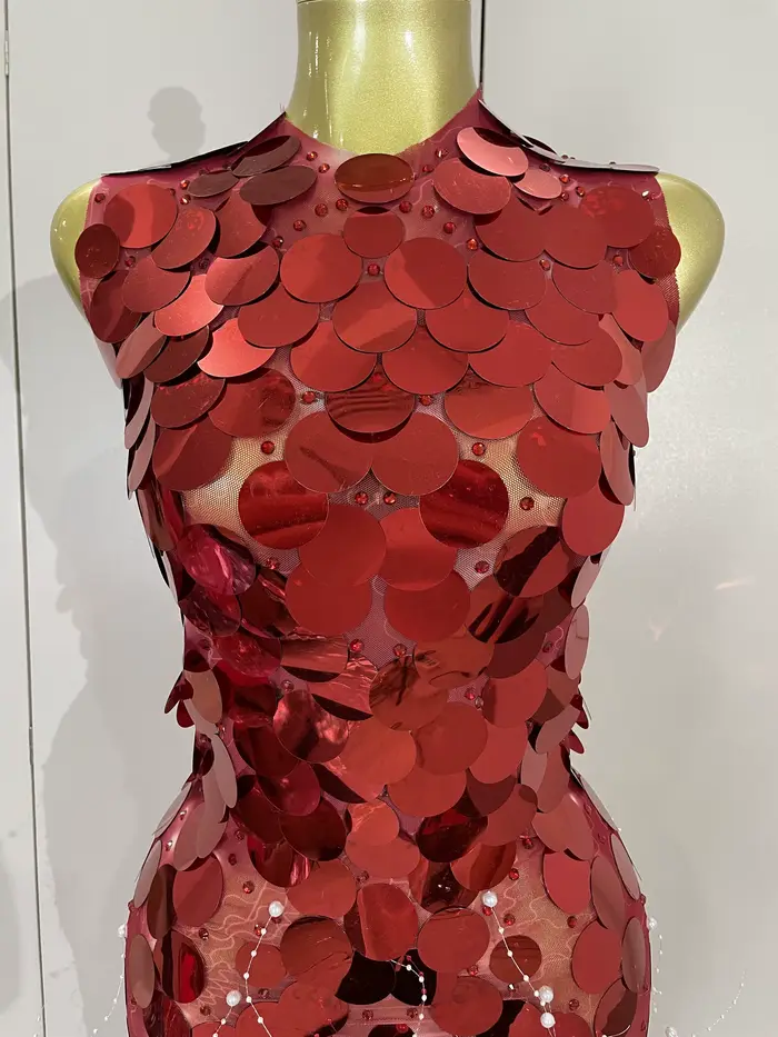 Robe Maxi en maille pour femmes, tenue de luxe, paillettes scintillantes, Sexy, soirée, spectacle, c