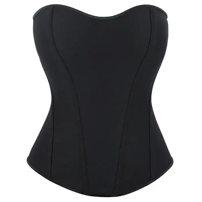 Dámske čierne priedušné saténový korzet, zips Bustier, veľkosť, Sexy, body Shaper, spodná bielizeň, dlhé torzo