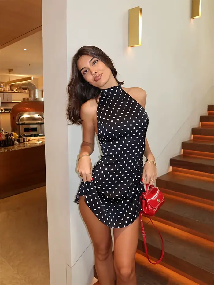 Dámske bodkované šaty, Streetwear Sexy