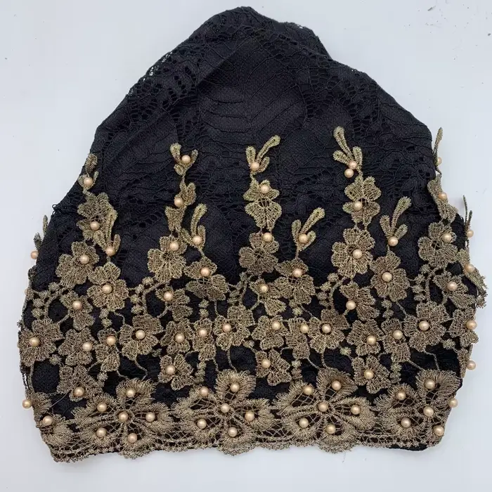 Turban à perles pour femmes, broderie, mode, couvre-chef musulman, Bonnets, chapeau de chimiothérapi
