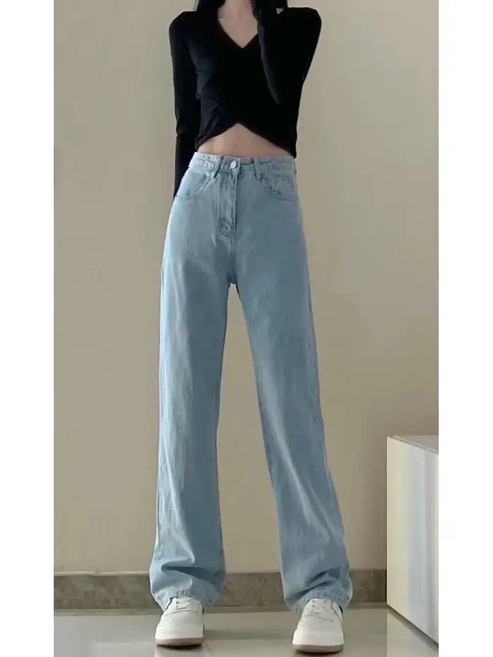 Jesenné jarné džínsy pre ženy Denim nohavice Vintage rovné