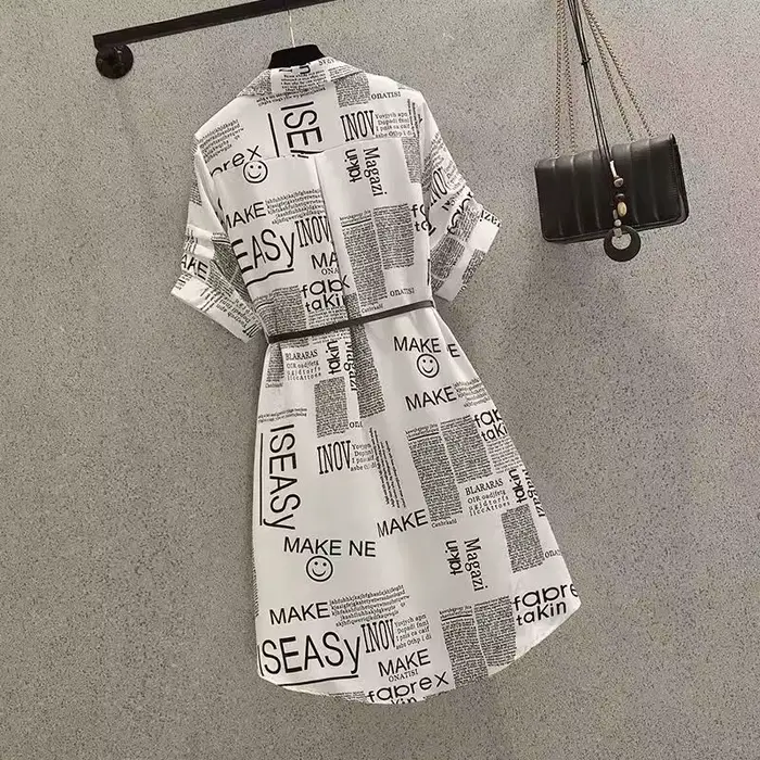 Robe imprimée lettre enveloppée pour femme, col polo à la taille, réduction de l'âge français, régla