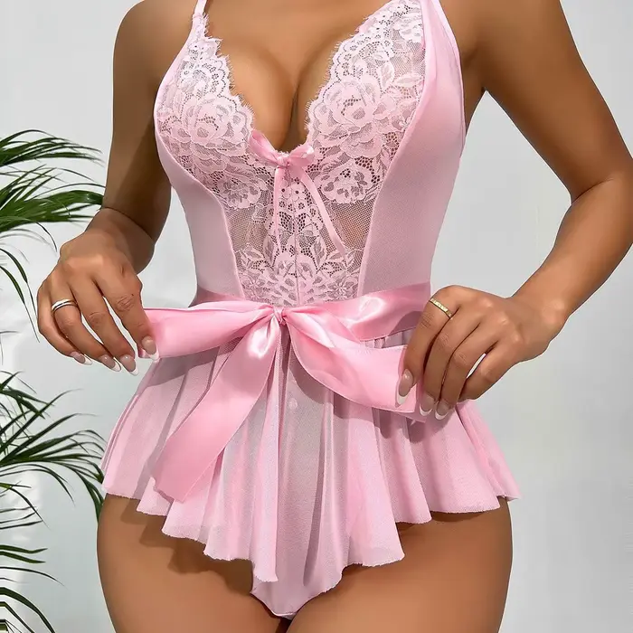 Sexy spodná bielizeň pre ženy, Teddy Kostýmy Porno priehľadný, Čipka šaty, Plus Veľkosť Spodná bielizeň, Otvorená podprsenka, Sleepwear