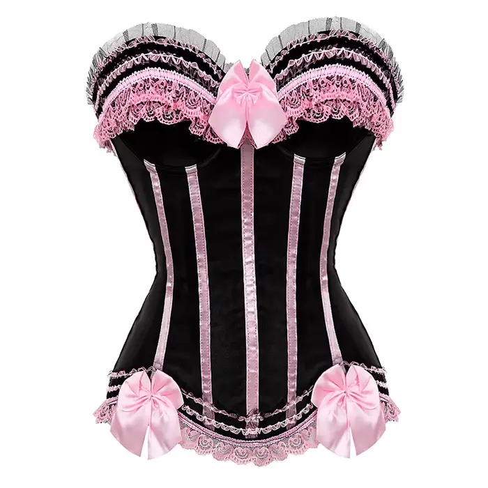 Ružový korzet pre ženy, viktoriánsky bustier, pruhovaný, sexy, superbust, pás, chudnutie, princezná, kostým Halloween