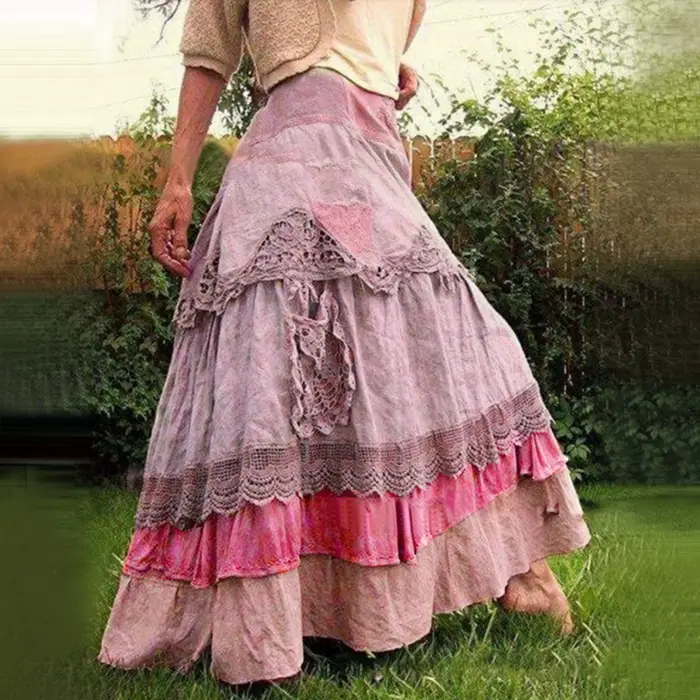 Bohemian Style čipka dlhá sukňa pre ženy Junior letné a špeciálne príležitosti