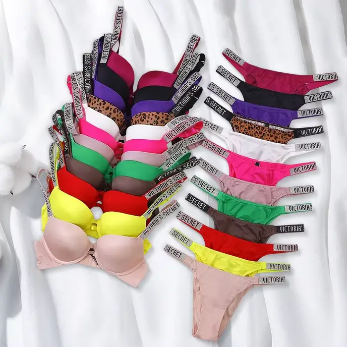 Victoria's Secret sexy spodná bielizeň set, podprsenka a nohavičky, push-up, klasické spodné prádlo pre ženy, sexy, priedušné, mäkké, všestranné, shapewear