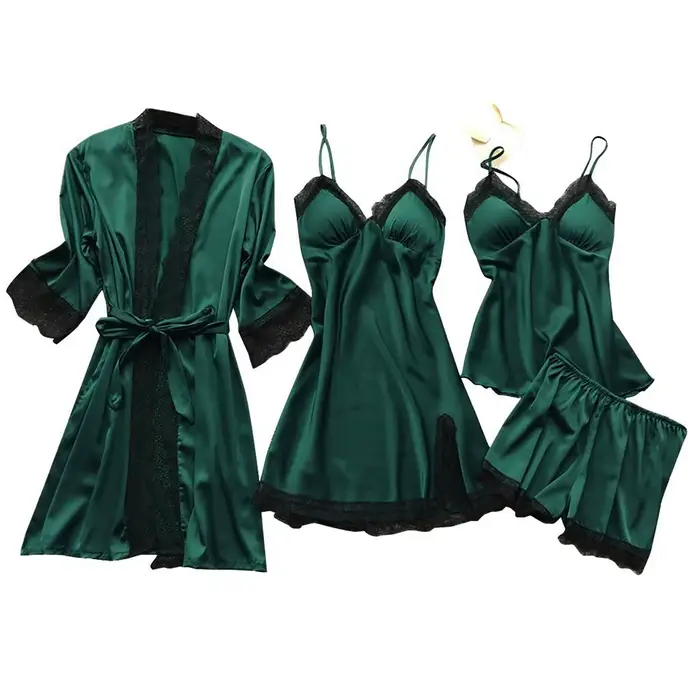 Nouvel ensemble de pyjamas sexy pour femmes, 4 pièces, lingerie sexy, chemise de nuit pour adultes, 
