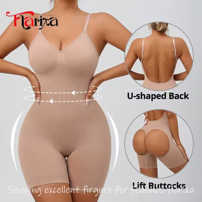 Flarixa Body Gainant Femme Effet Ventre Plat Dos Nu Ajustement Facile Pour Fesses Plus Fermes Occasions Spéciales