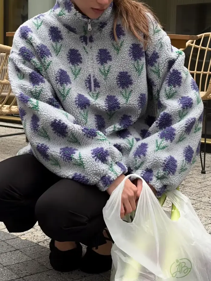 Bornladies femmes automne hiver nouveau polaire Jacquard sweat demi fermeture éclair sweat à capuche