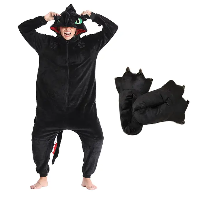 P-jTIME-Pyjama bez zubov s topánkami pre dospelé ženy