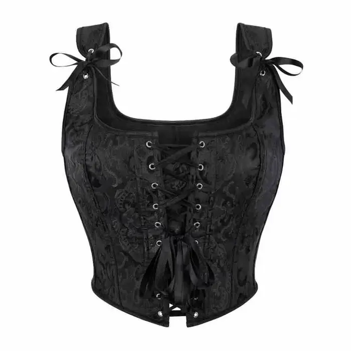 Ročník Jacquard čipka overbust korzet vysoké krátke ženy gotické bustier vesta viktoriánska móda tank telo Shaper korzet